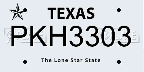 PKH3303 Texas License Plate