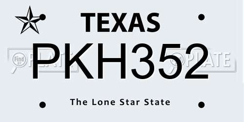 PKH352 Texas License Plate