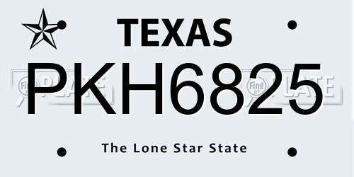 PKH6825 Texas License Plate