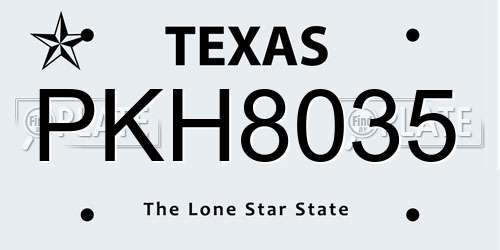 PKH8035 Texas License Plate