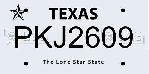 PKJ2609 Texas License Plate