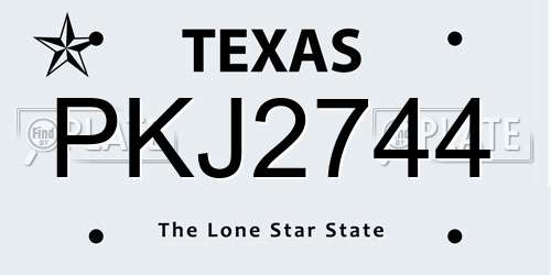 PKJ2744 Texas License Plate
