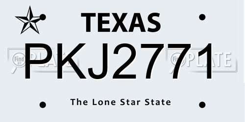 PKJ2771 Texas License Plate