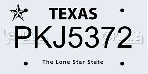 PKJ5372 Texas License Plate