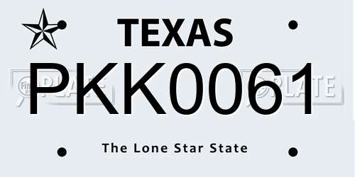 PKK0061 Texas License Plate