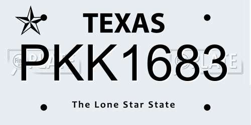 PKK1683 Texas License Plate