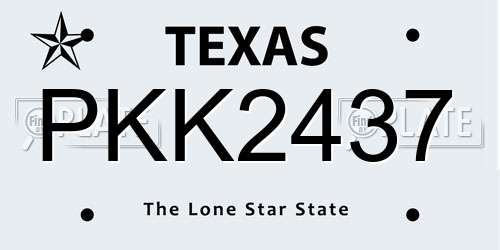 PKK2437 Texas License Plate