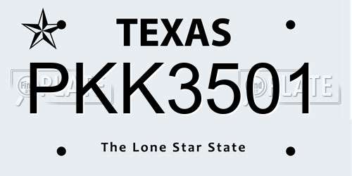 PKK3501 Texas License Plate