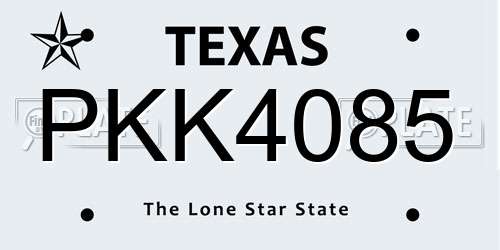 PKK4085 Texas License Plate