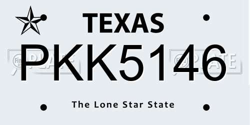 PKK5146 Texas License Plate