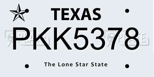 PKK5378 Texas License Plate