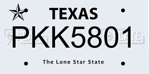 PKK5801 Texas License Plate