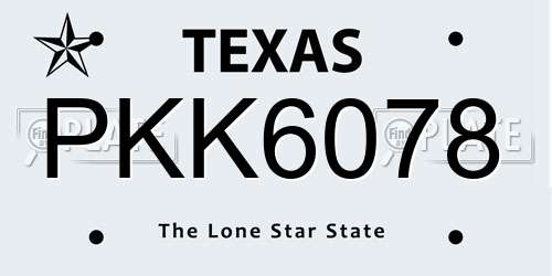 PKK6078 Texas License Plate