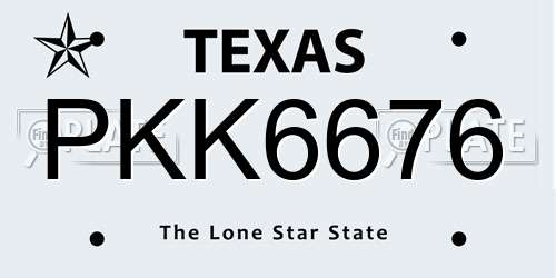 PKK6676 Texas License Plate