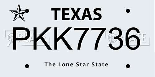 PKK7736 Texas License Plate