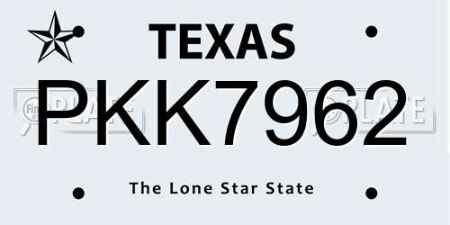 PKK7962 Texas License Plate