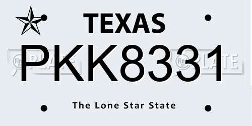 PKK8331 Texas License Plate