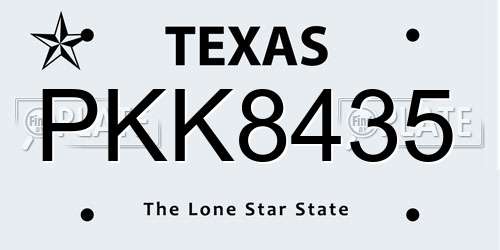 PKK8435 Texas License Plate