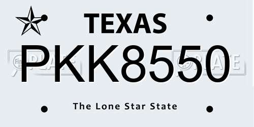 PKK8550 Texas License Plate