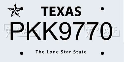 PKK9770 Texas License Plate