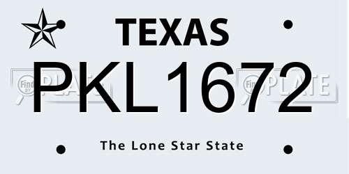 PKL1672 Texas License Plate