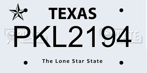 PKL2194 Texas License Plate