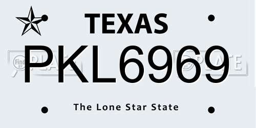 PKL6969 Texas License Plate