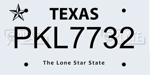 PKL7732 Texas License Plate