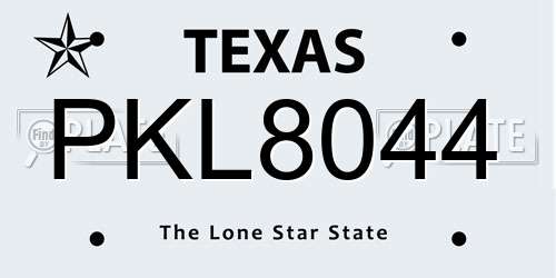 PKL8044 Texas License Plate