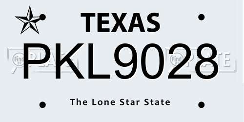 PKL9028 Texas License Plate