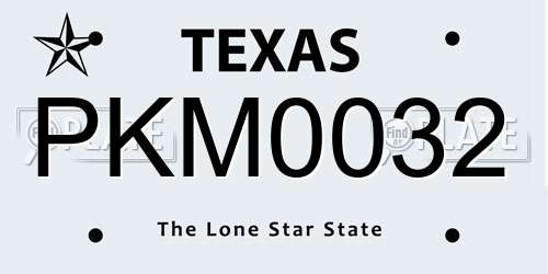 PKM0032 Texas License Plate