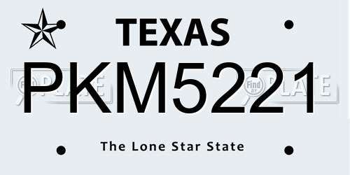 PKM5221 Texas License Plate