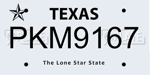 PKM9167 Texas License Plate