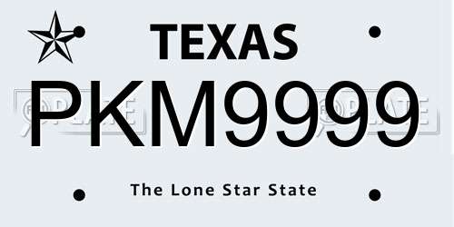 PKM9999 Texas License Plate
