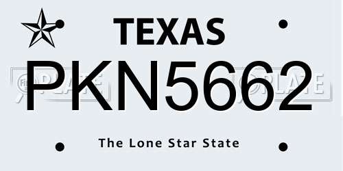 PKN5662 Texas License Plate