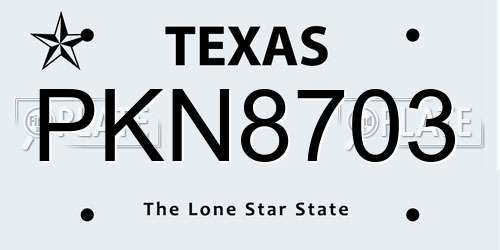 PKN8703 Texas License Plate