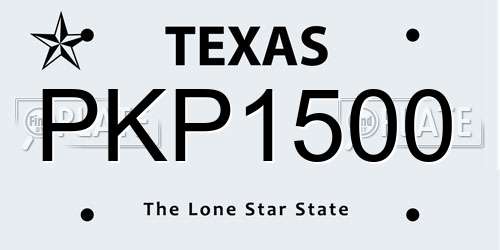 PKP1500 Texas License Plate