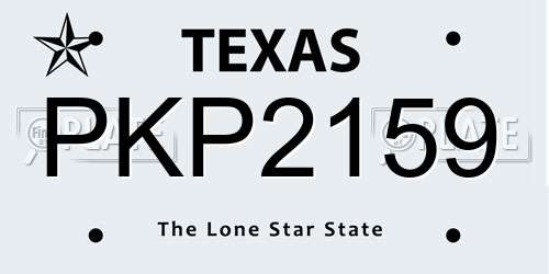PKP2159 Texas License Plate