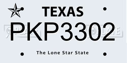 PKP3302 Texas License Plate