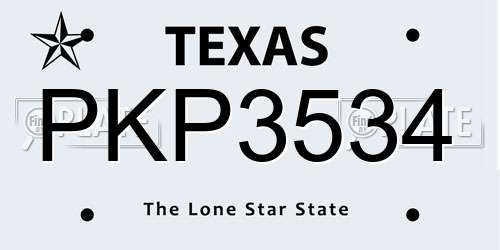 PKP3534 Texas License Plate