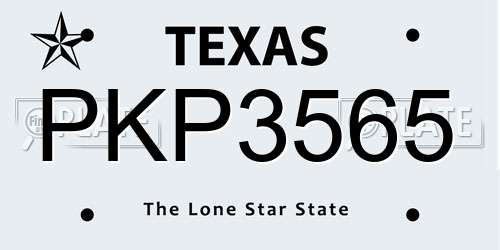PKP3565 Texas License Plate