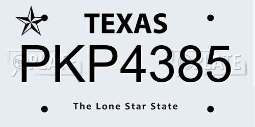 PKP4385 Texas License Plate