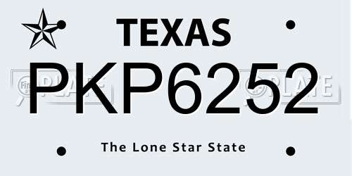 PKP6252 Texas License Plate