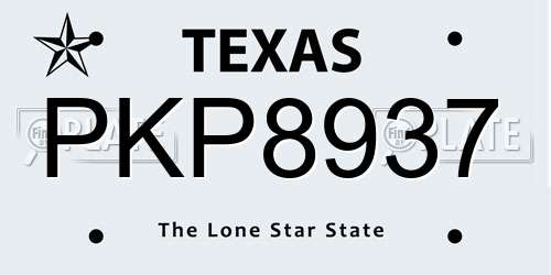 PKP8937 Texas License Plate