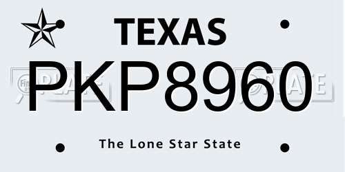 PKP8960 Texas License Plate