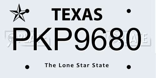 PKP9680 Texas License Plate