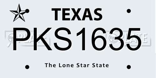 PKS1635 Texas License Plate