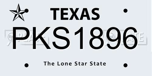 PKS1896 Texas License Plate