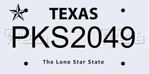PKS2049 Texas License Plate