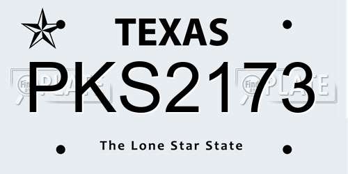 PKS2173 Texas License Plate